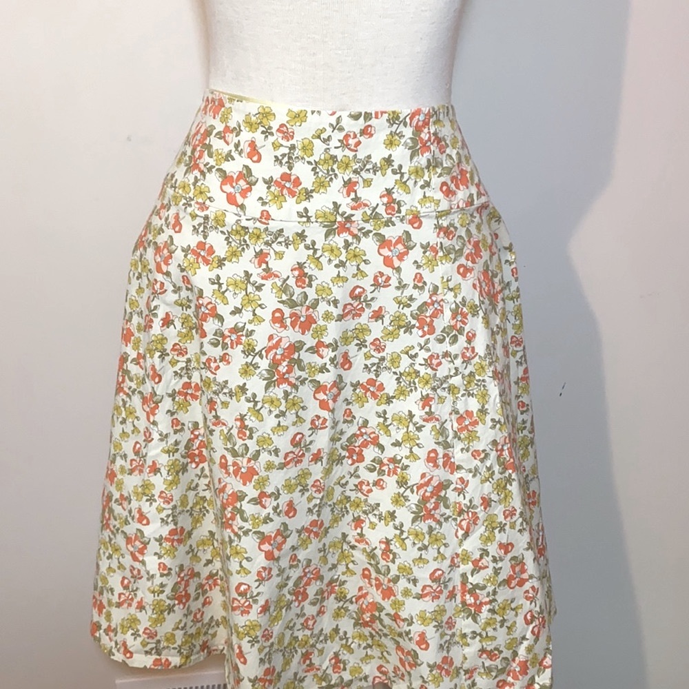 Wet Seal BoHo floral skirt Medium micro floral orange green midi cottagecore